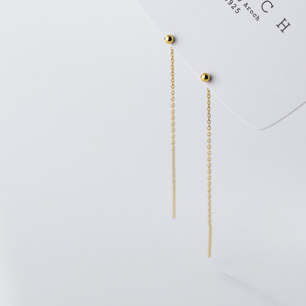A35640 s925 sterling silver chain string small trendy simple fashion chain earrings