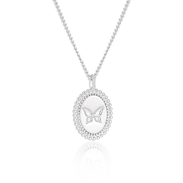 A44700 butterfly s925 sterling silver elegant bead necklace