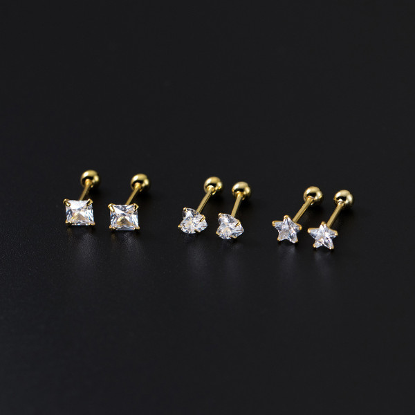A36367 s925 sterling silver rhinestone stars earrings