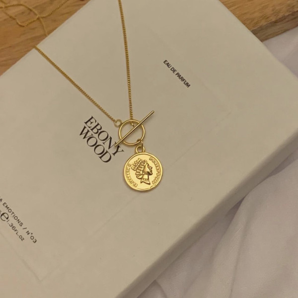 A42745 sterling silver head pendant simple circle design necklace