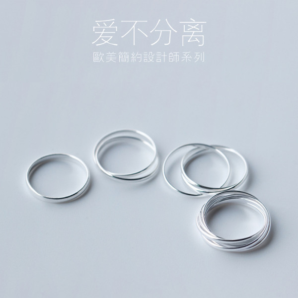 A40596 s925 silver simple unique multilayer layered fashion ring