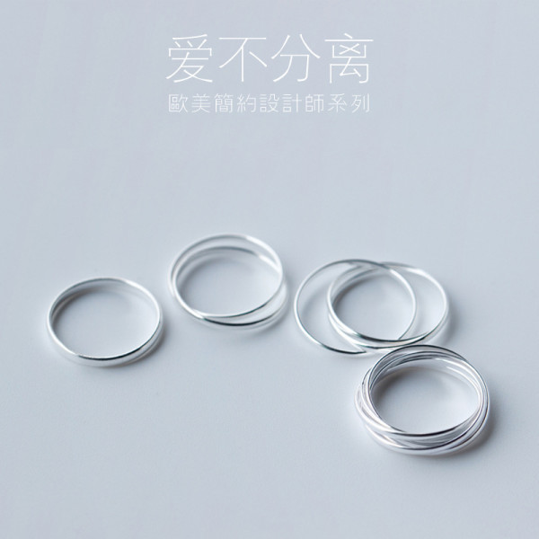 A40596 s925 silver simple unique multilayer layered fashion ring