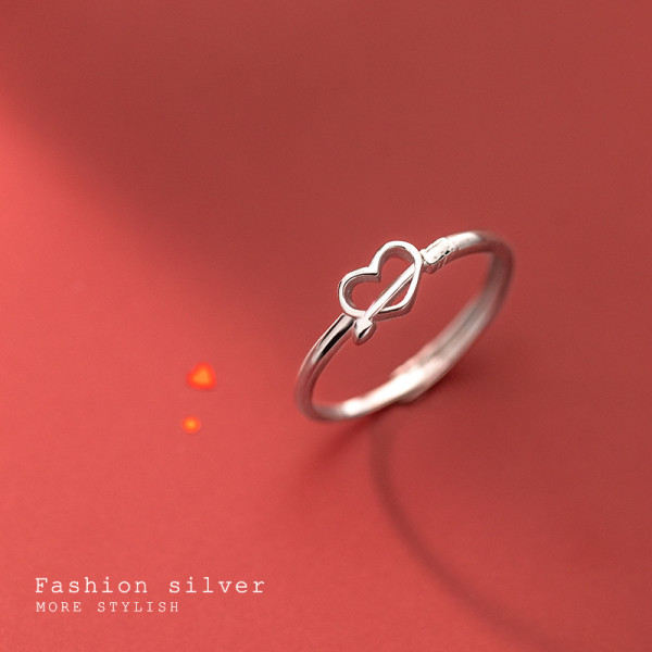 A41948 s925 silver simple elegant heart fashion cute ring