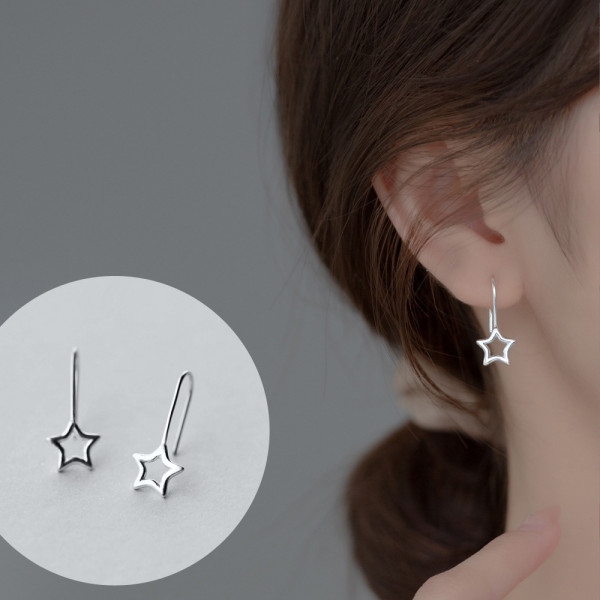 A35716 s925 sterling silver stars earrings