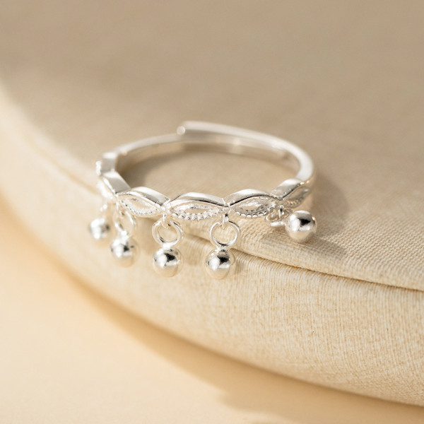 A45730 silver trendy fringe weave bead ring