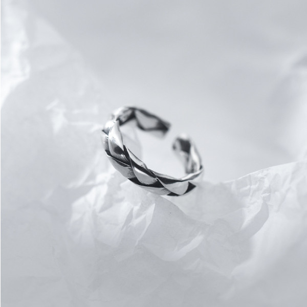 A36306 s925 sterling silver silver vintage braided ring