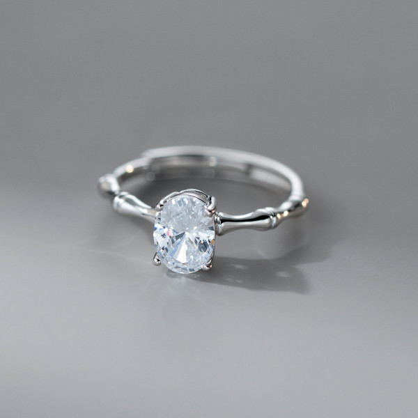 A45778 s925 sterling silver trendy sweet rhinestone oval ring
