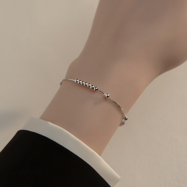 A36134 s925 sterling silver simple silver ball charm bracelet