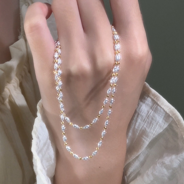 A41101 s925 sterling silver vintage elegant gold necklace
