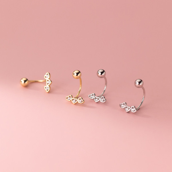 A35648 s925 sterling silver heart rhinestone simple cute heartshape chic earrings