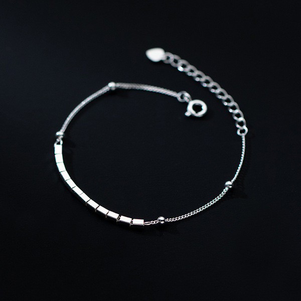 A34212 s925 sterling silver simple chic square sweet trendy unique bracelet