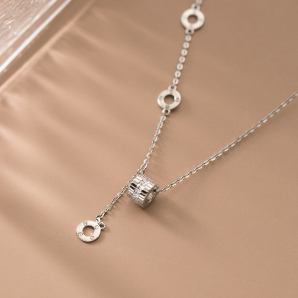 A38086 s925 sterling silver rhinestone copper design elegant necklace