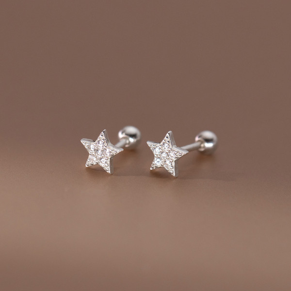 A39475 s925 sterling silver sparkling rhinestone stars stud design elegant earrings