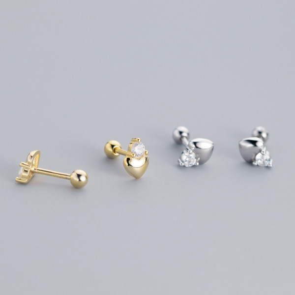 A40011 s925 sterling silver rhinestone heart stud design heartshape earrings