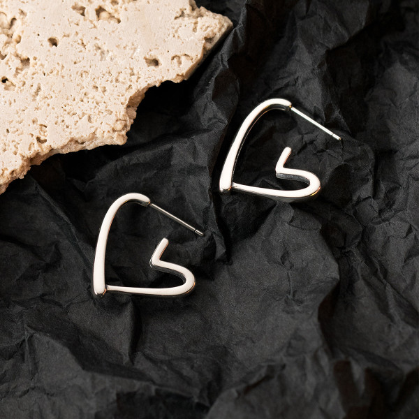 A37319 s925 sterling silver thai bar heart elegant design earrings