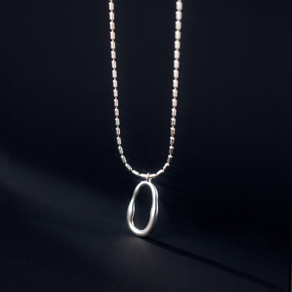 A34070 s925 sterling silver hollowed oval necklace