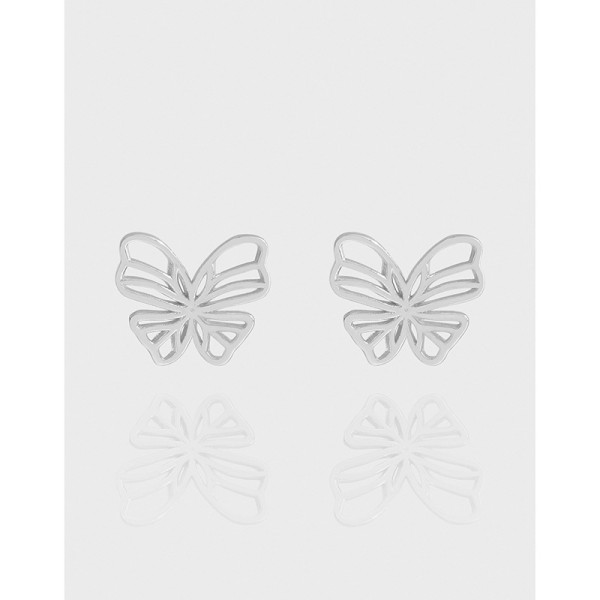 A43665 simple hollowed butterfly stud sterling silver s925 earrings