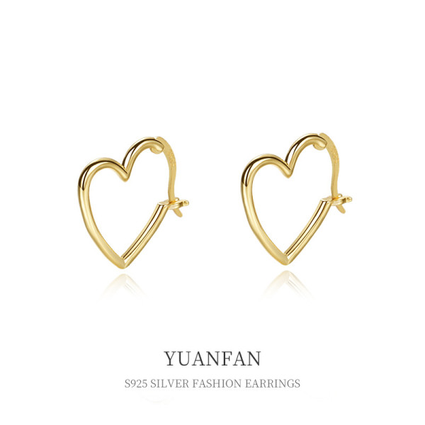 A37116 s925 sterling silver heart earrings