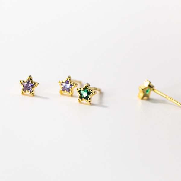 A36711 s925 sterling silver cute star rhinestone earrings