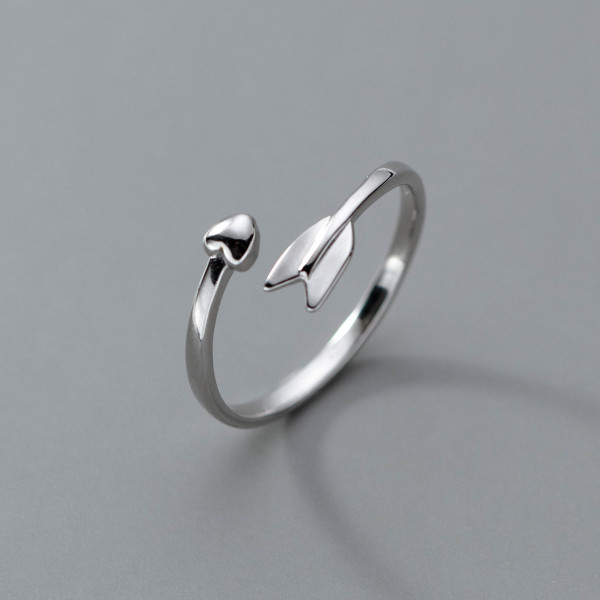 A38480 s925 sterling silver heart design simple ring