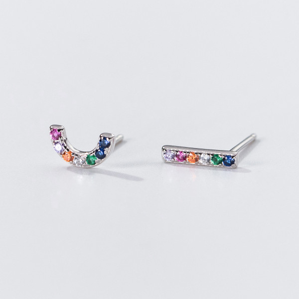 A39730 s925 sterling silver rhinestone stud design elegant geometric earrings