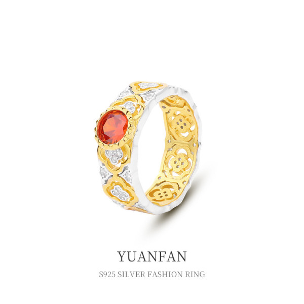 A39354 sterling silver vintage unique cubic zirconia ring