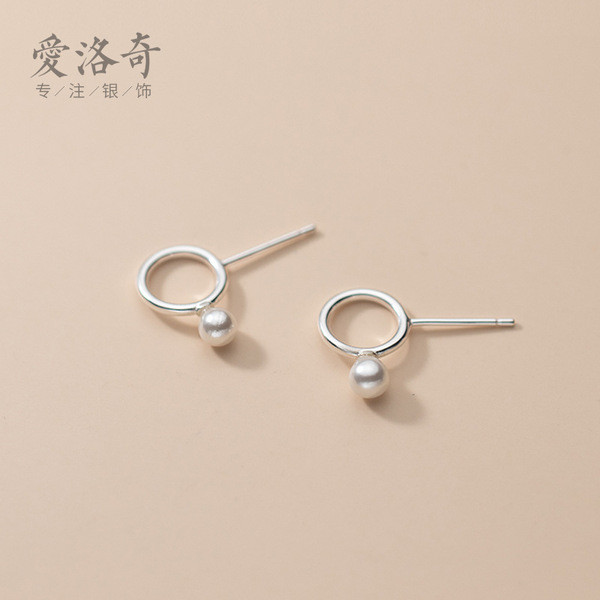 A32245 s925 sterling silver trendy pearl circle earrings