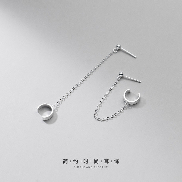 A32256 s925 sterling silver sweet chic clipon unique chain earrings