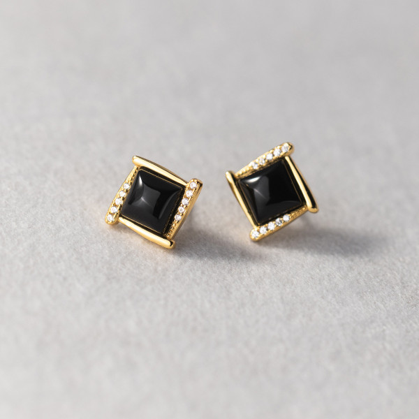 A37503 s925 sterling silver square artificial earrings