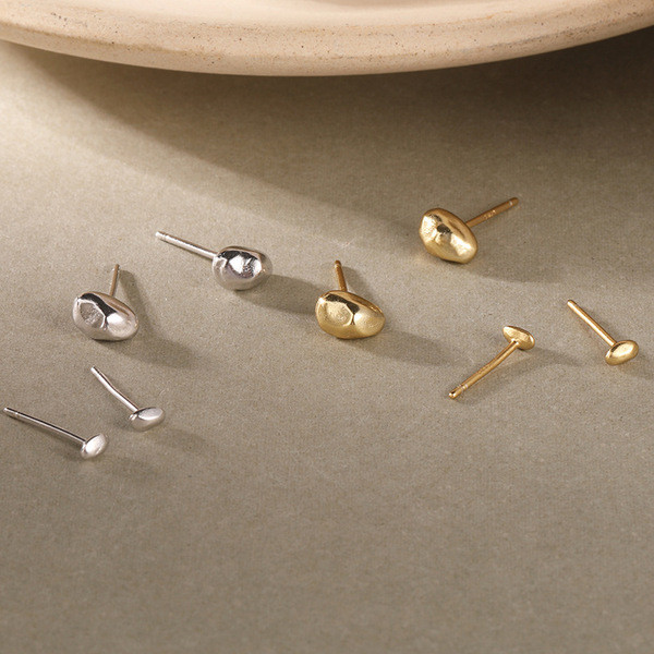 A33096 imple s925 sterling silver tiny vintage gold earrings