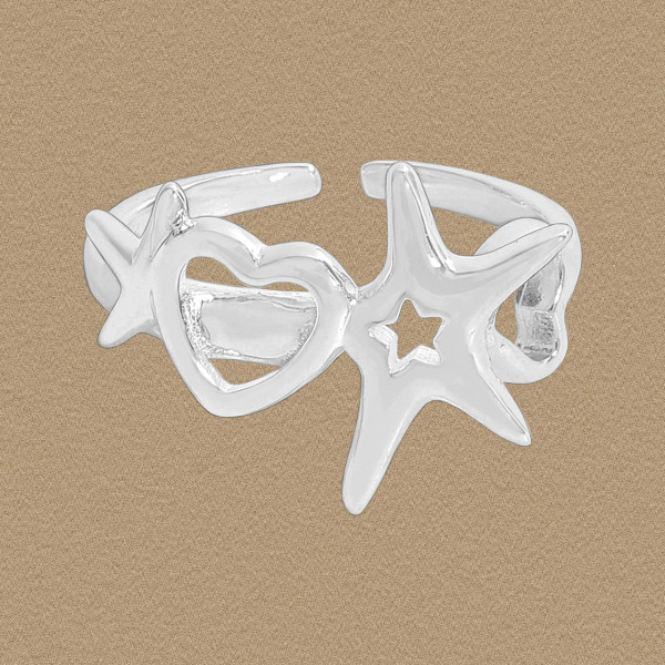A45475 hollowed stars heart sterling silver s925 heartshape ring