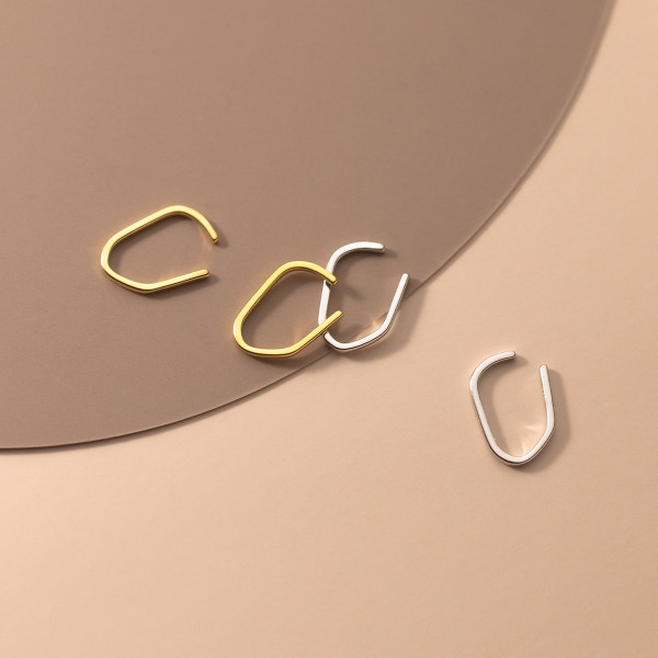 A36816 s925 sterling silver bar geometric clipon simple piercing earrings