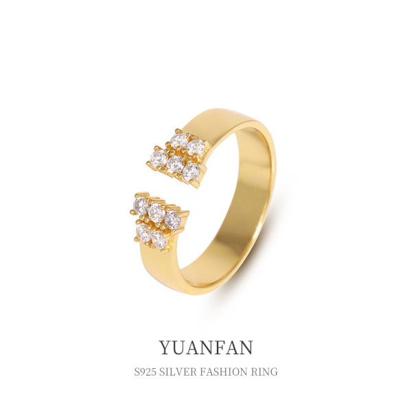 A39707 sterling silver cubic zirconia fashion adjustable ring