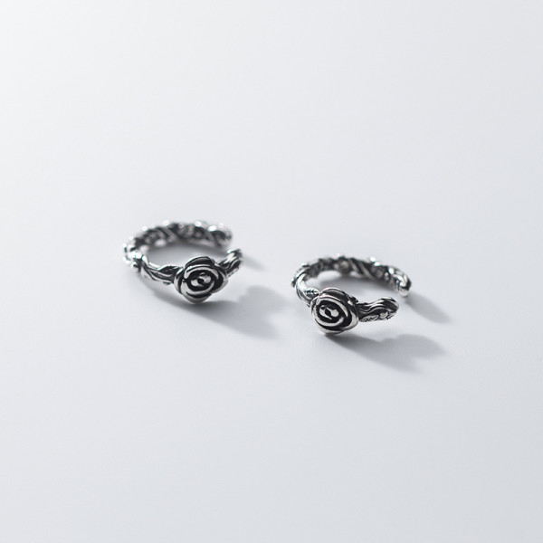A35813 s925 sterling silver silver rose bar vintage chic adjustable earrings