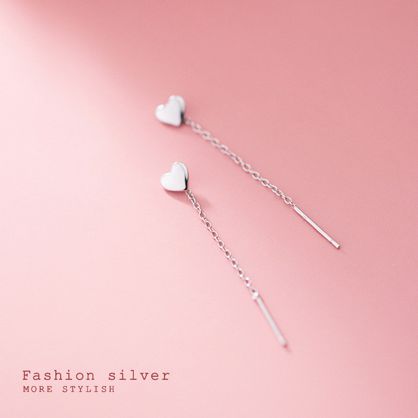 A31764 s925 sterling silver simple heart string fashion sweet earrings