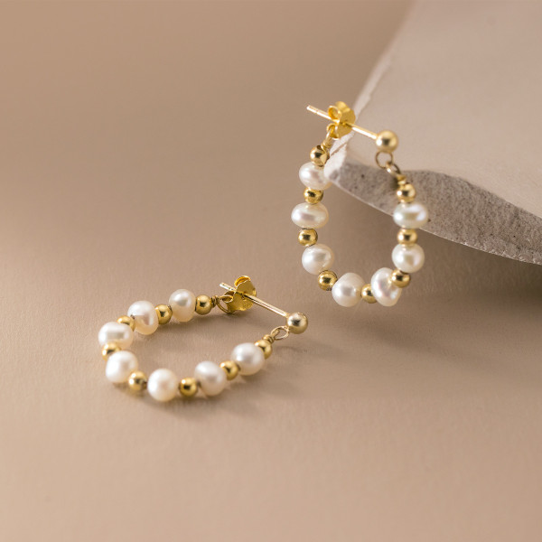 A39522 s925 sterling silver pearl vintage design elegant earrings
