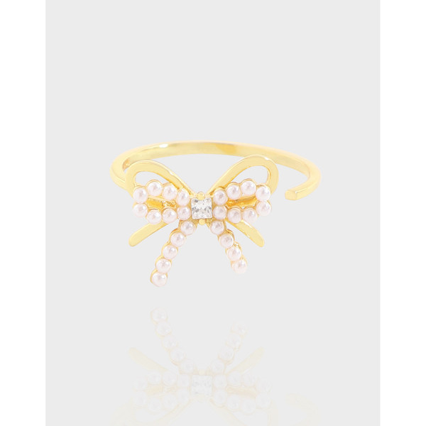 A40506 design butterfly pearl adjustable sterling silver s925 ring