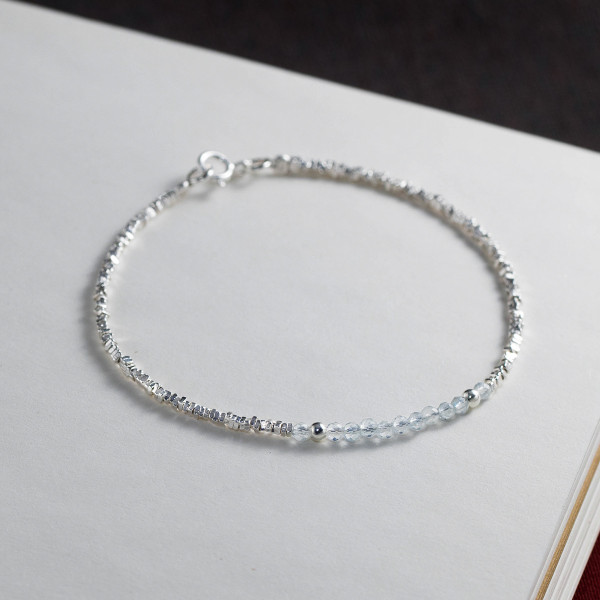 A43878 s925 silver trendy sweet square charm bracelet
