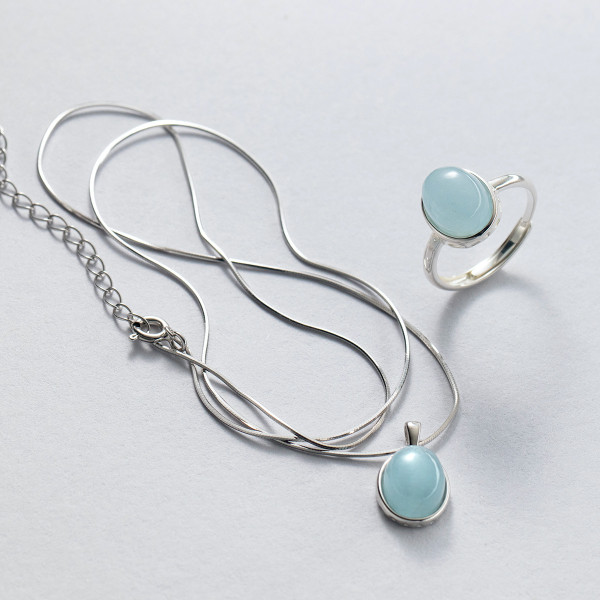 A38406 s925 sterling silver oval dainty necklace