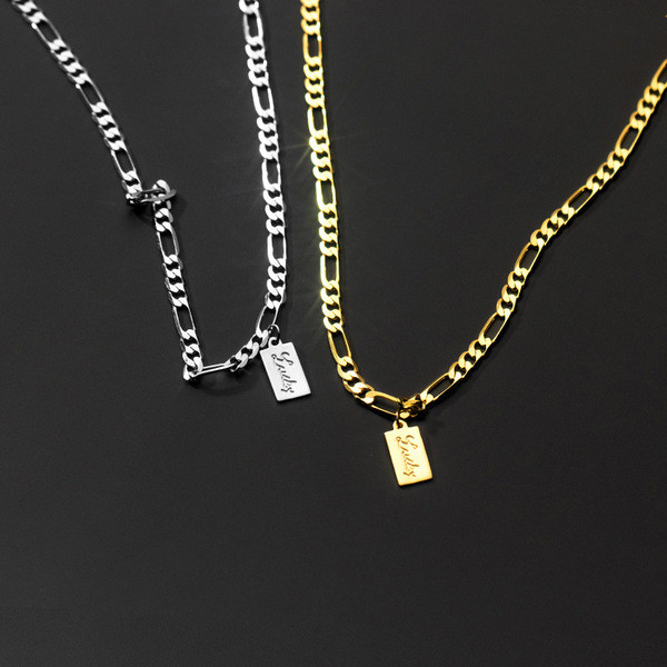 A34047 s925 sterling silver chic thick chain square necklace