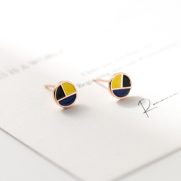 A42823 s925 silver stud fashion simple unique circle elegant earrings