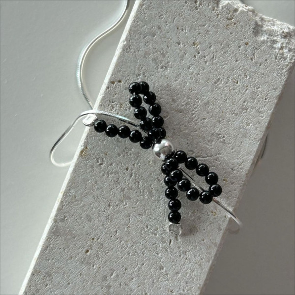 A41400 sterling silver butterfly pearl simple necklace