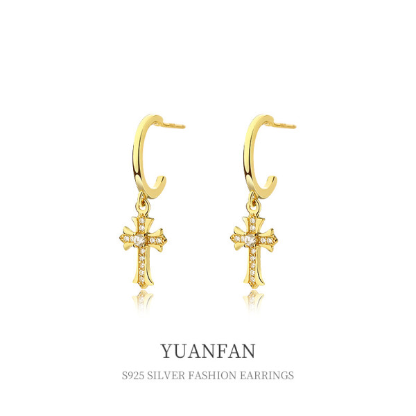 A37803 sterling silver cubic zirconia dangle design fashion stud earrings
