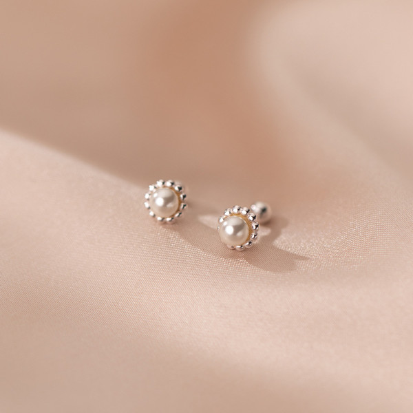 A35873 s925 sterling silver trendy pearl earrings