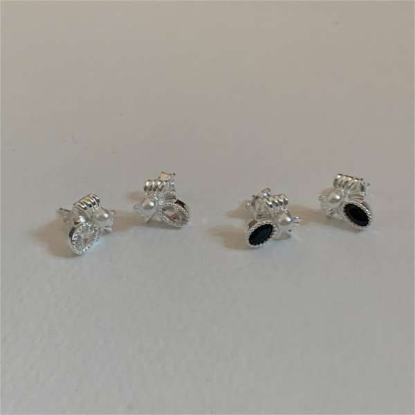 A42251 sterling silver butterfly pearl cubic zirconia stud earrings simple earrings