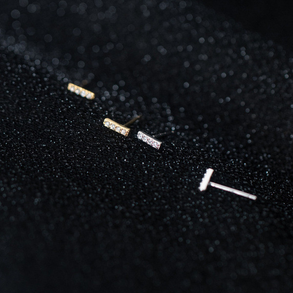 A33769 s925 sterling silver chic trendy rhinestone simple piercing earrings