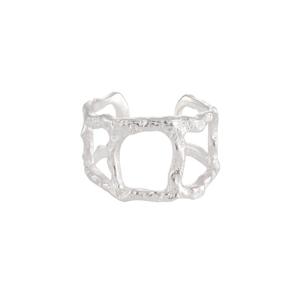 A43946 doublelayered hollowed s925 sterling silver adjustable ring