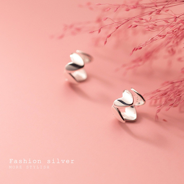 A32262 s925 sterling silver trendy heart clipon chic earrings