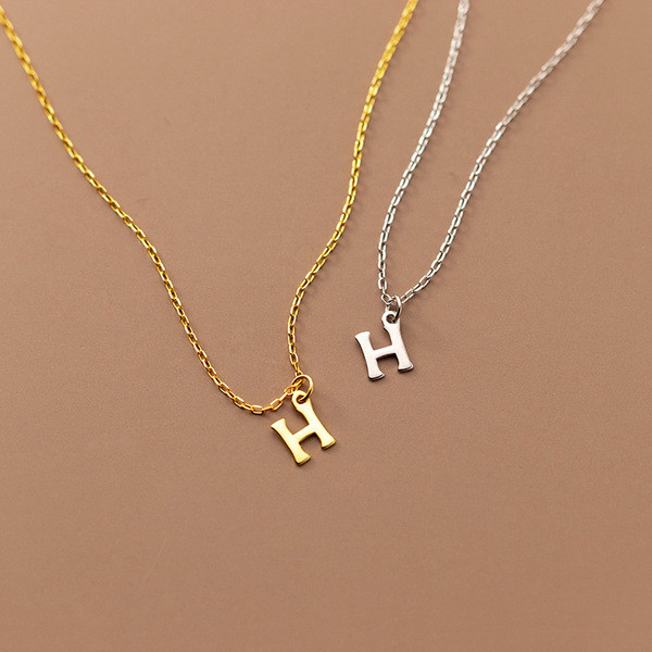 A34139 s925 sterling silver letter initial necklace