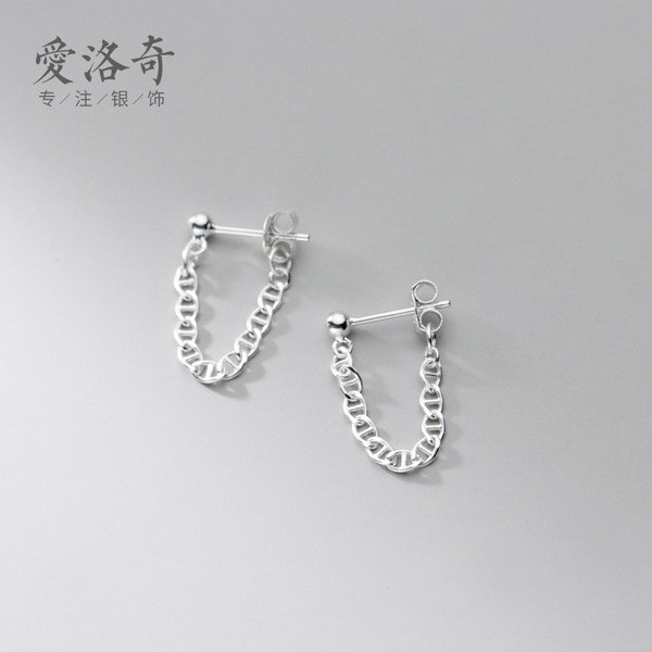 A31754 s925 sterling silver fashion simple chic hollowed chain earrings